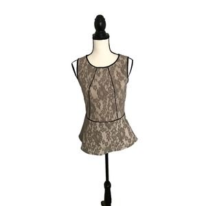 Anthropologie Weston Wear Woman's Peplum Blouse with Lace Overlay - Size Small